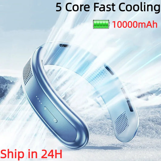 New Portable Neck Fan Rechargeable Mini Neck Cooler 3 Speeds Cooling Wind 10000mAh Electric Ventilador for Home Camping Outdoor
