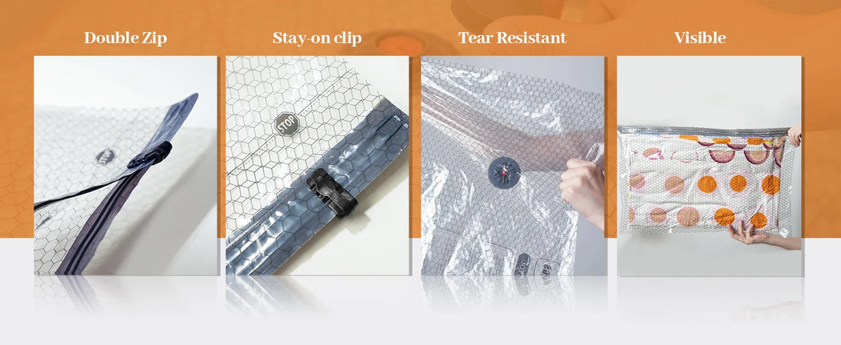 Travel Vacuum Seal Bags for Clothing W/Portable Electric Pump, 9-Pack Space Saver Compression Bags for Clothes, Luggage&Suitcase