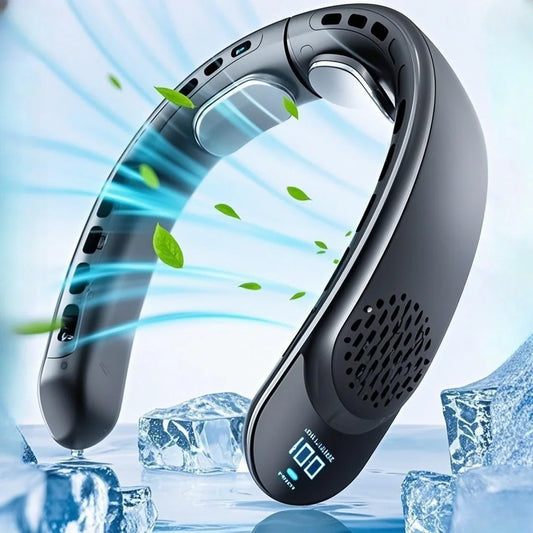 New Quad-Core USB Neck Fan Turbine Vaneless Design Easy Simple Control Carry for Outdoor Portable Summer Gift Wearable