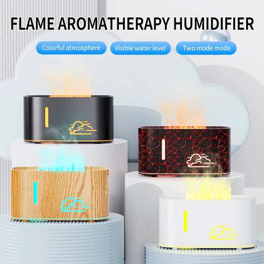Flame Humidifier & Aromatherapy Diffuser with Colorful Ambient Light Mini Portable Ideal for Living Room Kitchen Office Gifting